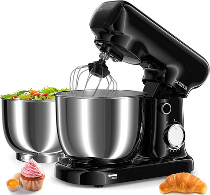 DOBBOR Küchenmaschine Knetmaschine 1500W Mit 2.5L+3L Dual-Schalen, 10-Gang(Schwarz)
