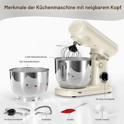DOBBOR Küchenmaschine Knetmaschine Mit 2.5L+3L Dual-Schalen,1500w