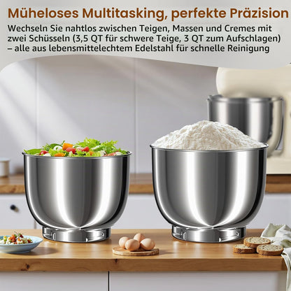 DOBBOR Küchenmaschine Knetmaschine Mit 2.5L+3L Dual-Schalen,1500w