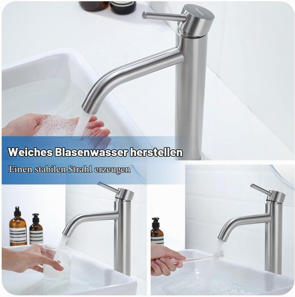 Decaura hoch Waschtischarmatur Badezimmer Bad Wasserhahn mit Auslaufhöhe 190mm