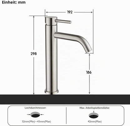 Decaura hoch Waschtischarmatur Badezimmer Bad Wasserhahn mit Auslaufhöhe 190mm