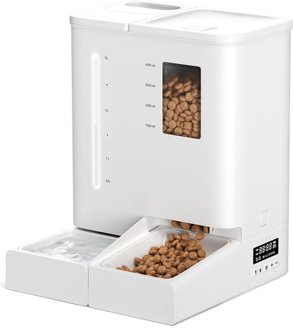 DUDUPET 9L Futterautomat Katze und Katzenbrunnen 2-in-1,Programmierbarem