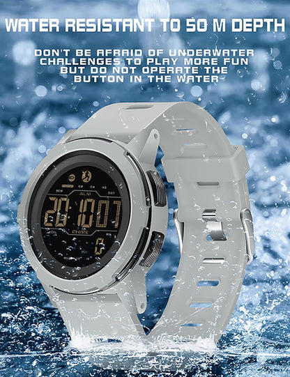 DIDITIME Sportuhr Taktische Uhren mit Schrittzähler wasserdichte Uhr für Frauen/Männer  mit Schrittzähler Weiß