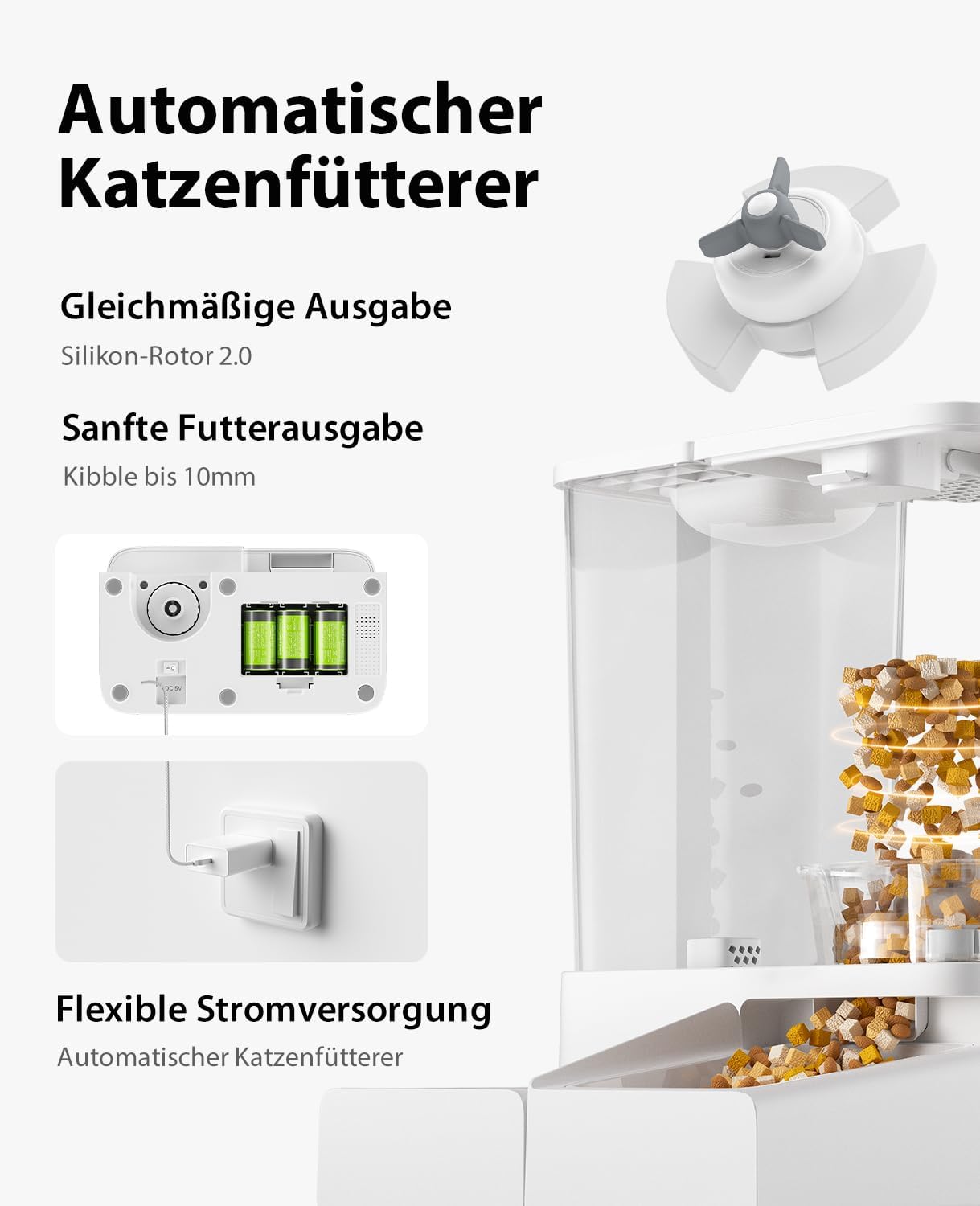 DUDUPET 9L Futterautomat Katze und Katzenbrunnen 2-in-1,Programmierbarem