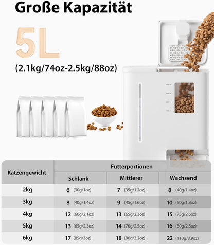 DUDUPET 9L Futterautomat Katze und Katzenbrunnen 2-in-1,Programmierbarem