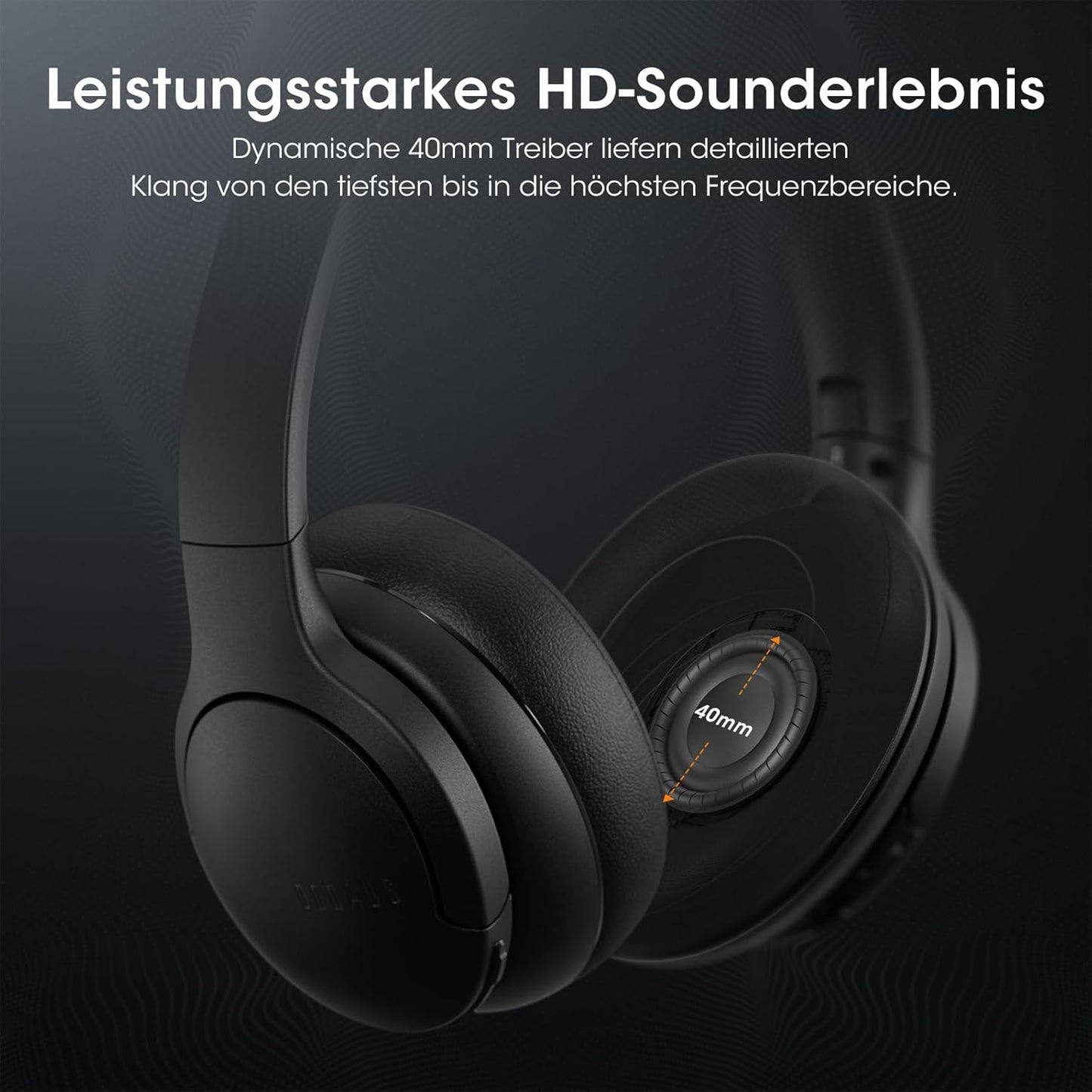DOQAUS Kopfhörer Life 4 Kabellos Bluetooth,Bis zu 90 Std mit 3 EQ-Modi Schwarz