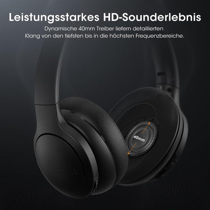 DOQAUS Kopfhörer Life 4 Kabellos Bluetooth,Bis zu 90 Std mit 3 EQ-Modi Schwarz