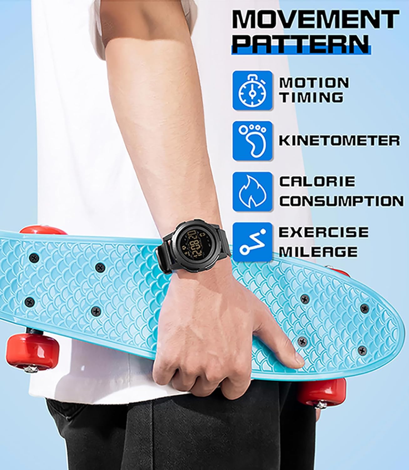 DIDITIME Sportuhr Taktische Uhren mit Schrittzähler wasserdichte Uhr für Frauen/Männer  mit Schrittzähler Weiß