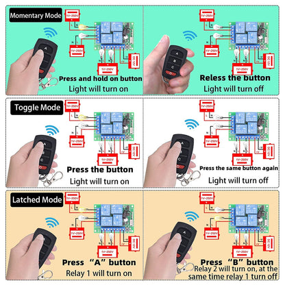 DieseRC DC12V 4CH Fernbedienungsschalter RF Drahtloses Relais Empfänger Modul