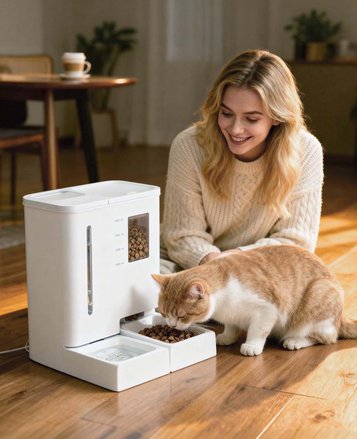 DUDUPET 9L Futterautomat Katze und Katzenbrunnen 2-in-1,Programmierbarem