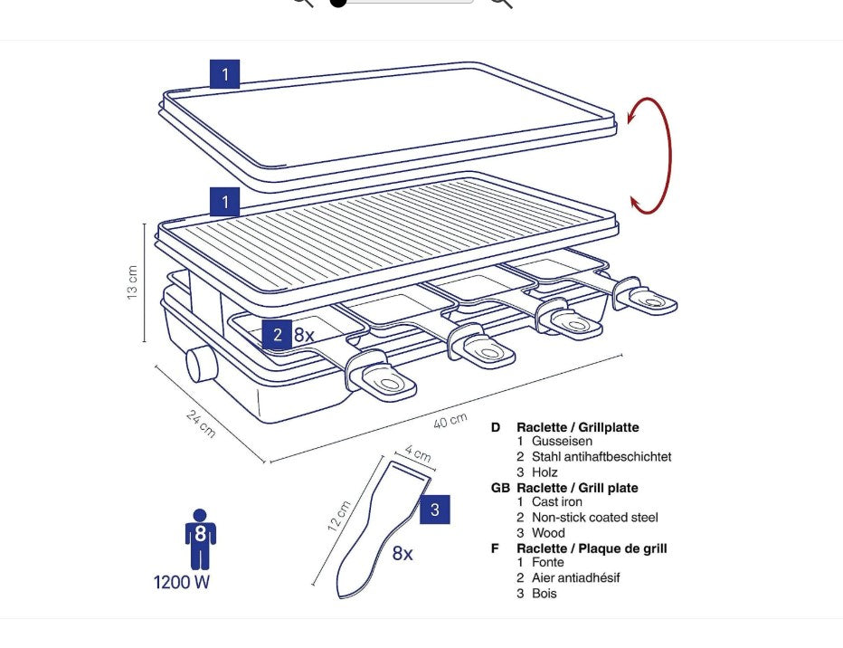Kela Geneva gourmet/Raclette 8 Personen schwarz