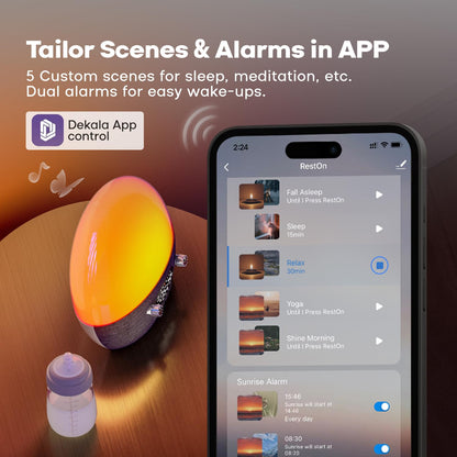 Dekala White Noise Machine, APP-Steuerung Wecker, 11 beruhigende Klänge Nachtlicht,