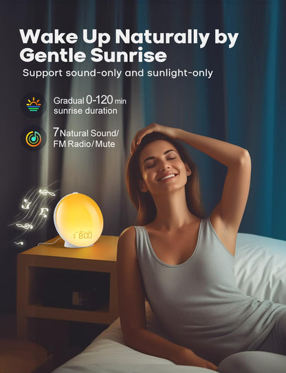Dekala Tageslichtwecker Sonnenaufgang Vollbild-Digitaler Wecker mit Doppelalarmen,