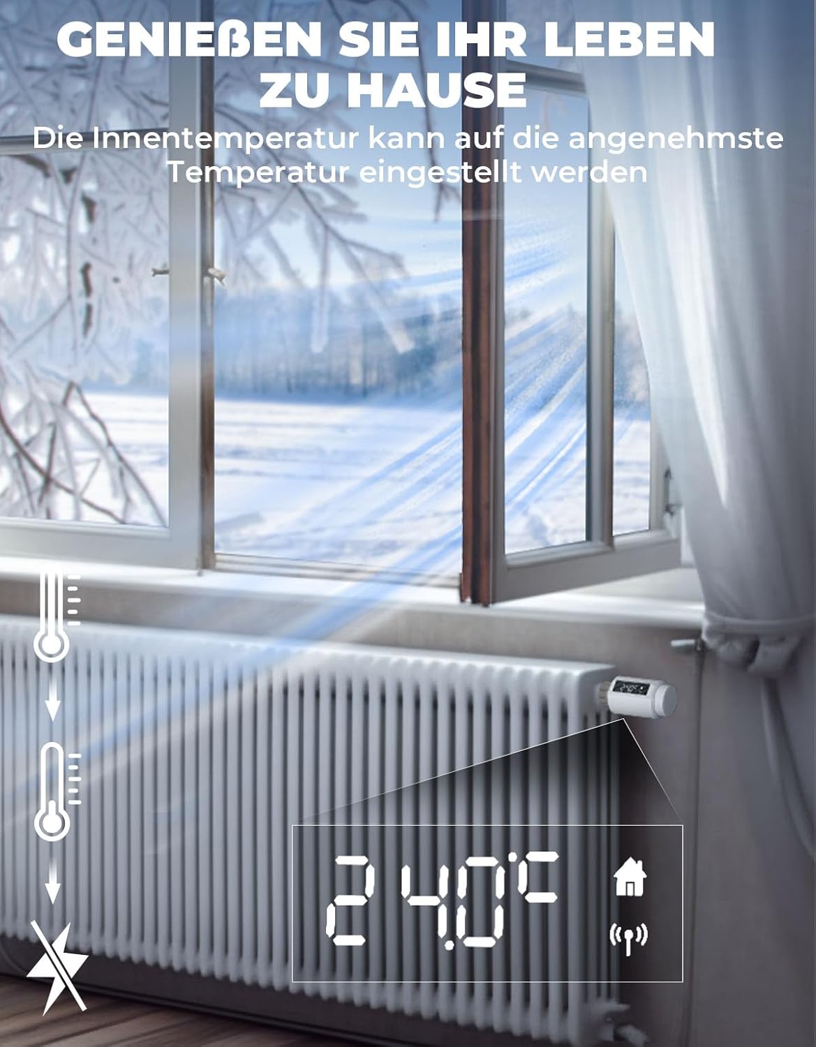 2 X DEERFAMY Smartes Heizkörperthermostat,APP-Fernbedienung, Temperatureinstellung, Digitaler