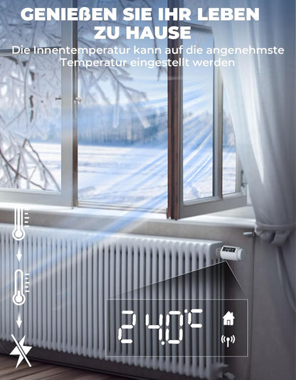 2 X DEERFAMY Smartes Heizkörperthermostat,APP-Fernbedienung, Temperatureinstellung, Digitaler