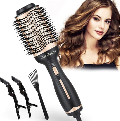Dee Banna Heißluftbürste Multifunktions-Föhnbürste Heißluftkamm mit 3 Temperaturen und 2 Luftstromstufen Negativ Lon Stylingbürsten Volumizer Styler Heißluftbürste für alle Haartypen