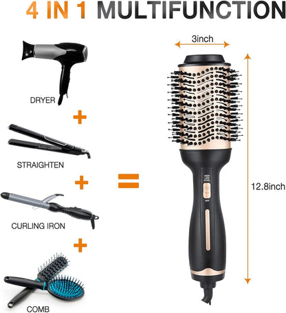 Dee Banna Heißluftbürste Multifunktions-Föhnbürste Heißluftkamm mit 3 Temperaturen und 2 Luftstromstufen Negativ Lon Stylingbürsten Volumizer Styler Heißluftbürste für alle Haartypen