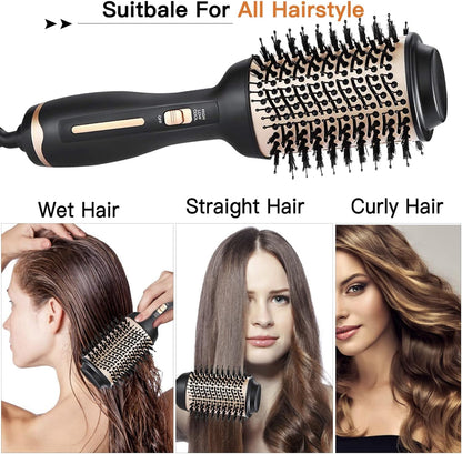 Dee Banna Heißluftbürste Multifunktions-Föhnbürste Heißluftkamm mit 3 Temperaturen und 2 Luftstromstufen Negativ Lon Stylingbürsten Volumizer Styler Heißluftbürste für alle Haartypen