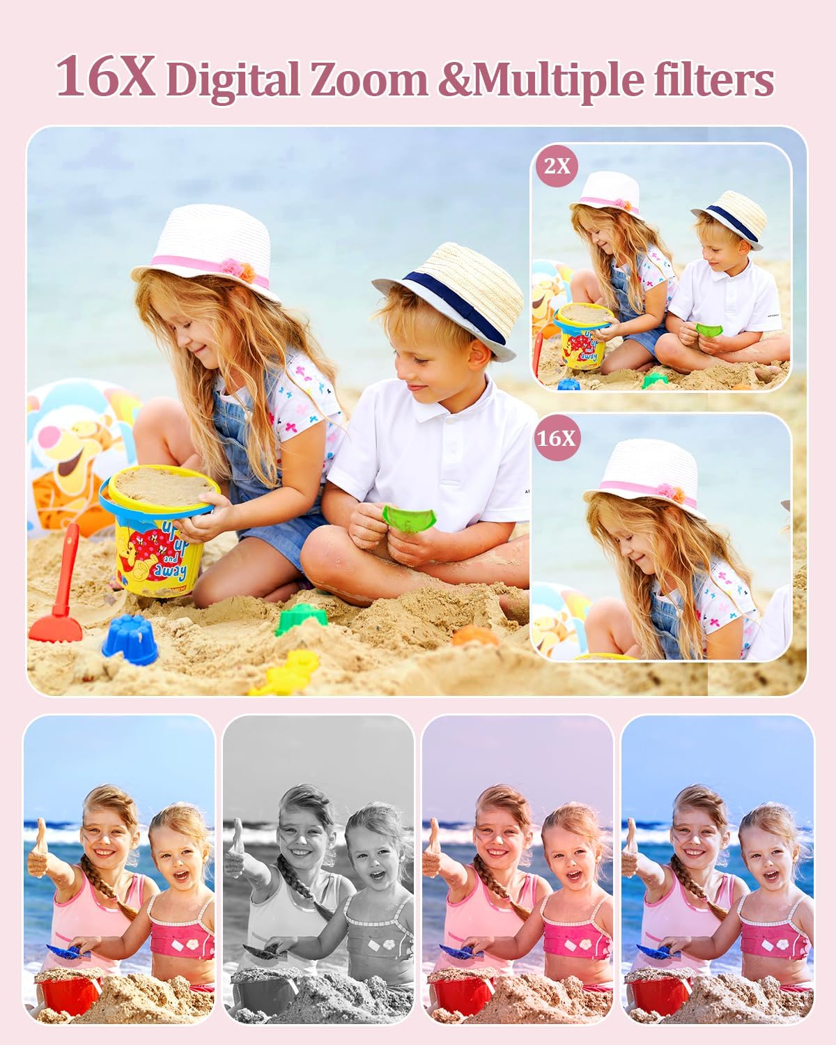 Digitalkamera, Autofokus 50MP FHD 1080P Kamera M03 für Kinder mit 16x Zoom mit 32 GB SD-Karte