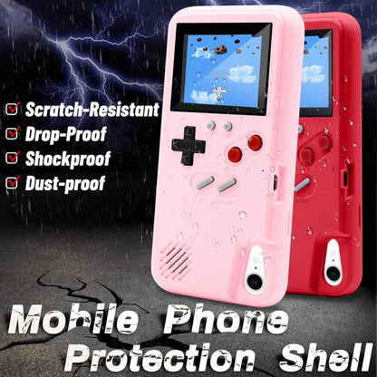 DIKKAR Game Case pour iPhone, Retro-Schutzhülle avec propre Stromversorgung, 36 petits jouets, Farbdisplay, Videospieletui pour iPhone XR (Rose)