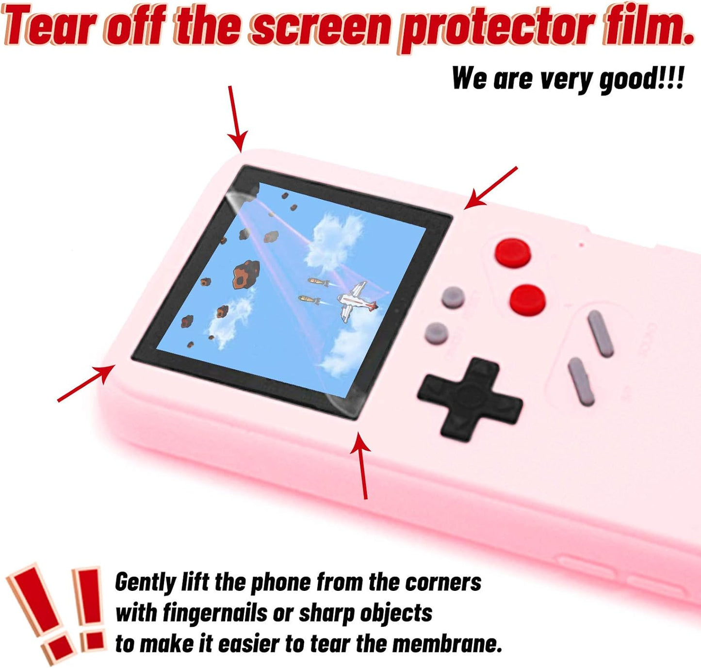 DIKKAR Game Case pour iPhone, Retro-Schutzhülle avec propre Stromversorgung, 36 petits jouets, Farbdisplay, Videospieletui pour iPhone XR (Rose)