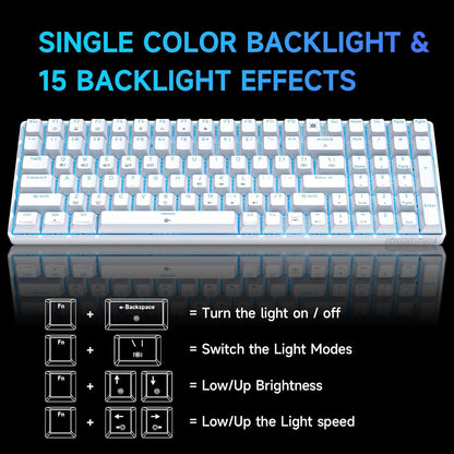 Dierya DK98se Gaming Tastatur,98 Tasten Mechanische Tastatur mit Brown Tactile Switch Weiß