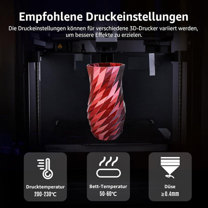 Dikale Silk PLA+ 3D-Druck Filament Zweifarbig 6er Pack - 1.75mm, 250g x 6 Spulen Bundle