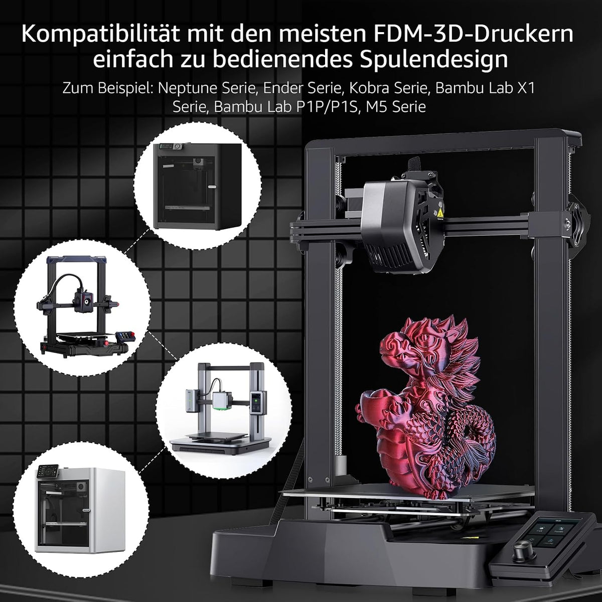 Dikale Silk PLA+ 3D-Druck Filament Zweifarbig 6er Pack - 1.75mm, 250g x 6 Spulen Bundle
