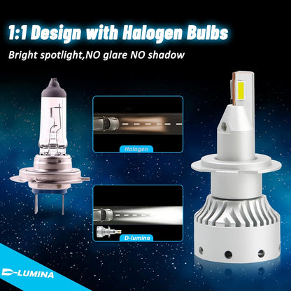 D-Lumina H7 LED-Scheinwerferlampe 120W 20000LM Auto-Lampen  6000K weiß 2 Stück