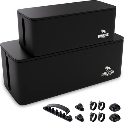 DMoose Kabelbox - 2er Pack kabelbox schwarz aus ABS-Kunststoff Schwarz