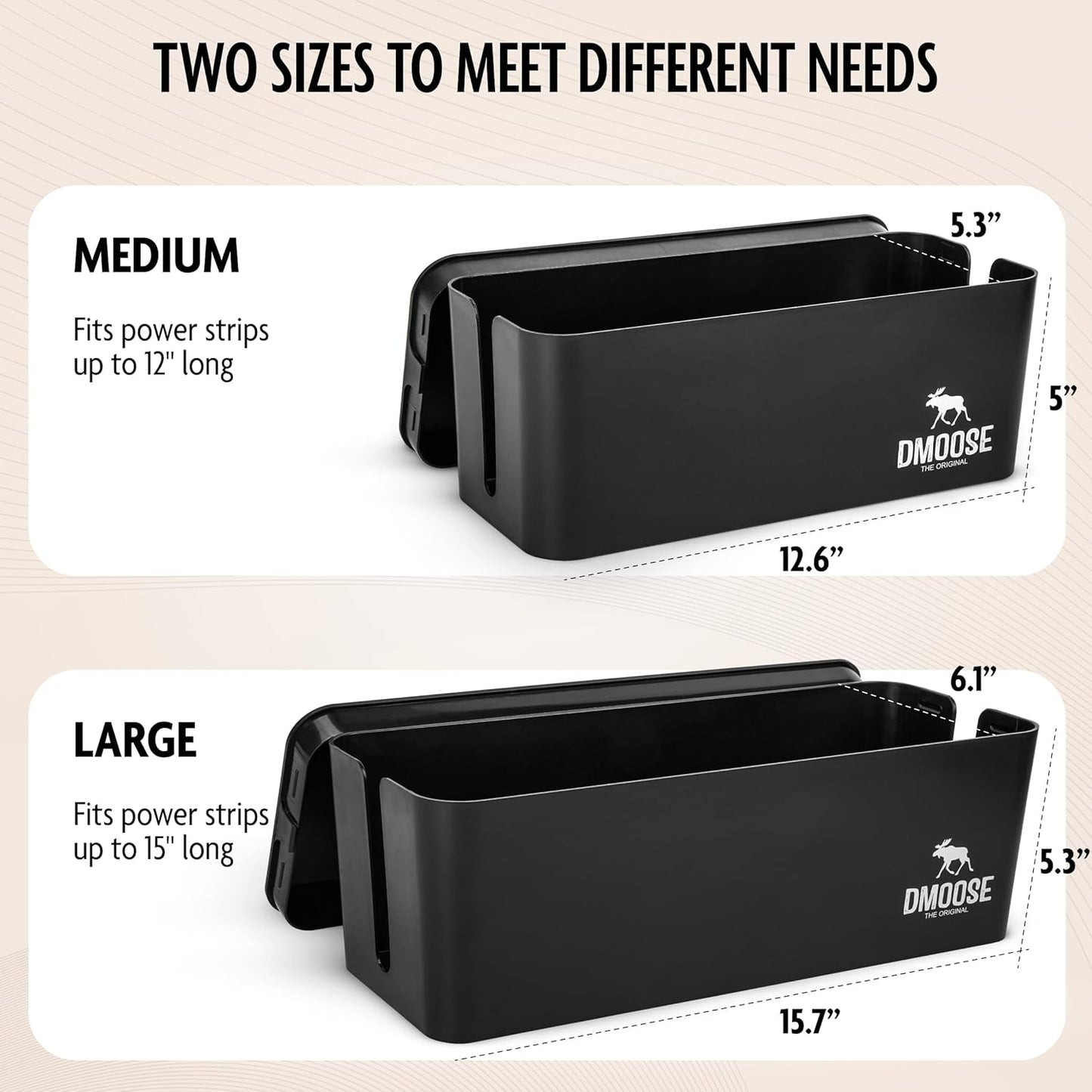 DMoose Kabelbox - 2er Pack kabelbox schwarz aus ABS-Kunststoff Schwarz