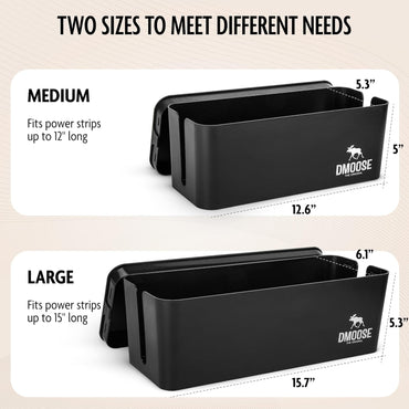 DMoose Kabelbox - 2er Pack kabelbox schwarz aus ABS-Kunststoff Schwarz