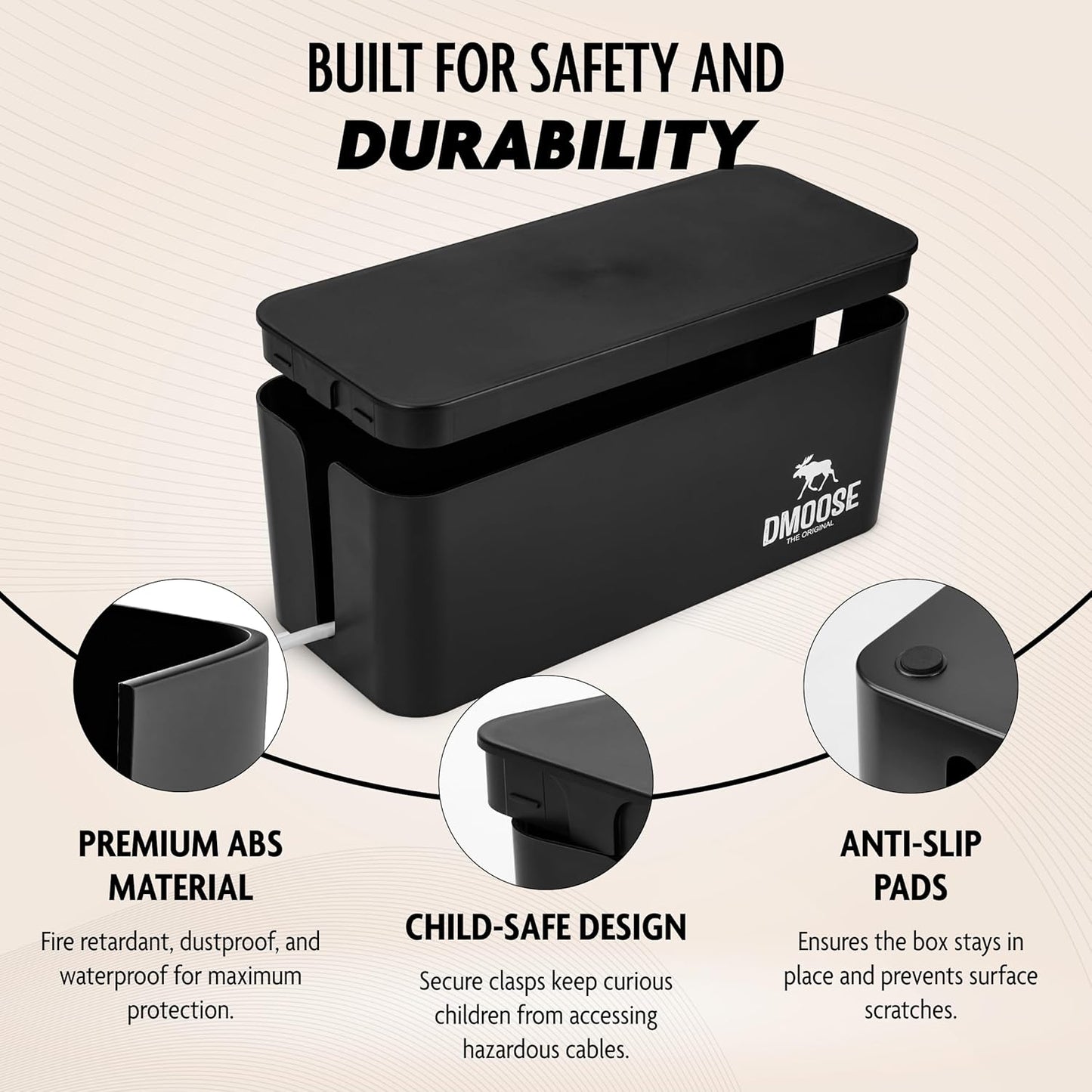 DMoose Kabelbox - 2er Pack kabelbox schwarz aus ABS-Kunststoff Schwarz