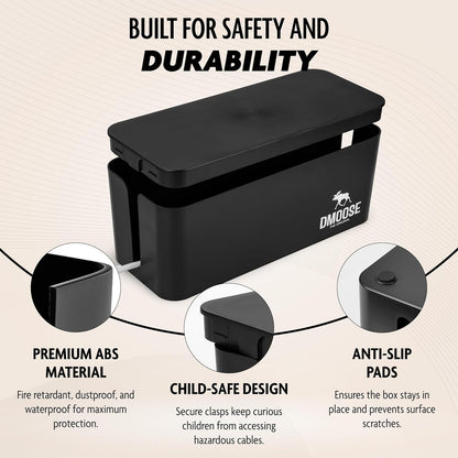 DMoose Kabelbox - 2er Pack kabelbox schwarz aus ABS-Kunststoff Schwarz