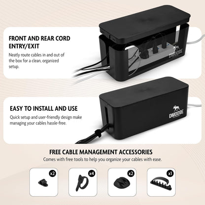 DMoose Kabelbox - 2er Pack kabelbox schwarz aus ABS-Kunststoff Schwarz