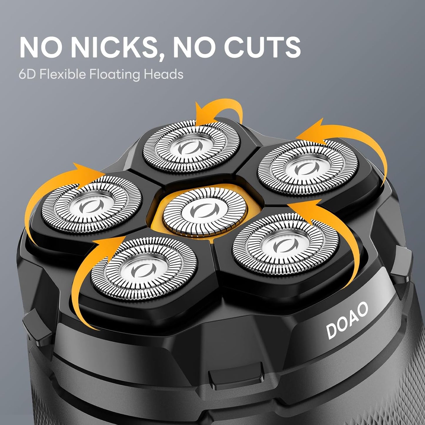 DOAO Glatzen Rasierer Herren,6D Flexibler Glatzenrasierer, Magnetische Schwebender Kopf, USB-C-Anschluss