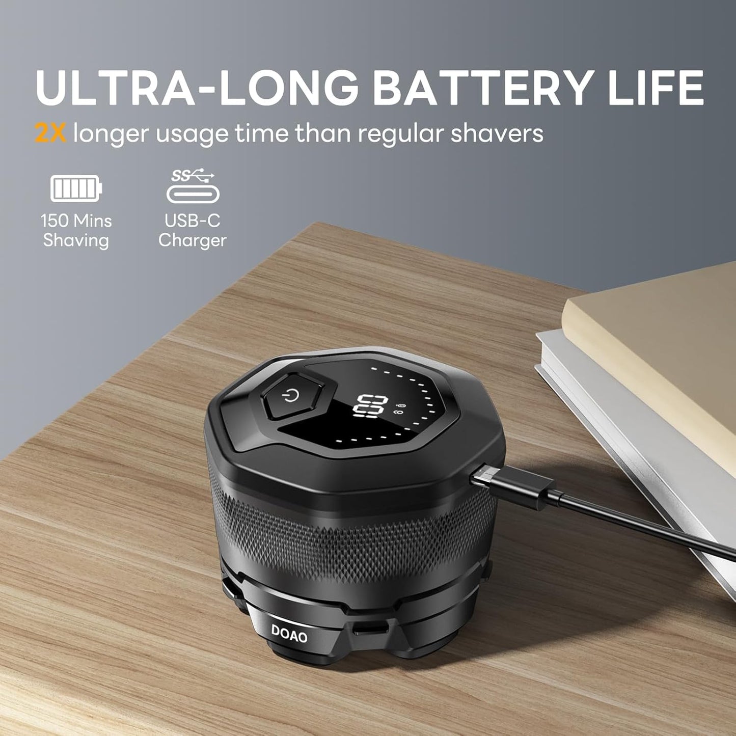 DOAO Glatzen Rasierer Herren,6D Flexibler Glatzenrasierer, Magnetische Schwebender Kopf, USB-C-Anschluss