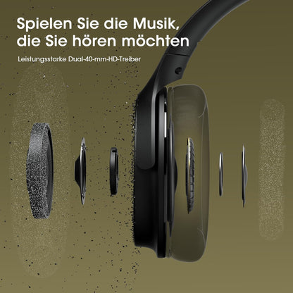 DOQAUS Kopfhörer Life 5 Kabellos Bluetooth,70Std Spielzeit 3 EQ-Modi Schwarz