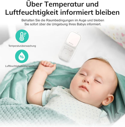 Dr.Care NeoGo Audio Baby Monitor – Vorgepaart, Gegensprechfunktion,Nachtlicht, Schlaflieder, Vibrationsalarm