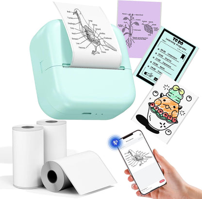 Sticker Drucker M02L Mini für Smartphone, Bluetooth Thermodrucker 203DPI, Farbig, inklusive 3 Papierrolle