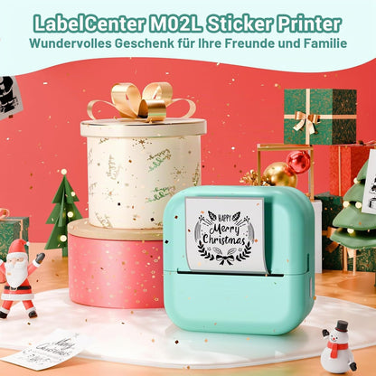 Sticker Drucker M02L Mini für Smartphone, Bluetooth Thermodrucker 203DPI, Farbig, inklusive 3 Papierrolle