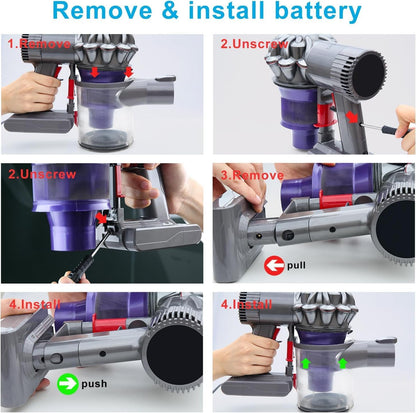 DTK Ersatzakkus für Dyson Staubsauger V6. 21.6V 4500mAh