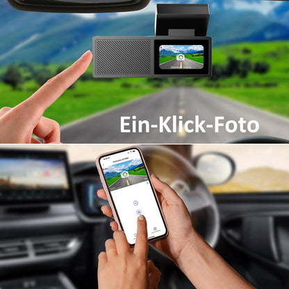 Dusefogo Auto-Dashcam (Frontkamera, 2K, WLAN, 64 GB Speicherkarte), Super-Nachtsicht, WDR