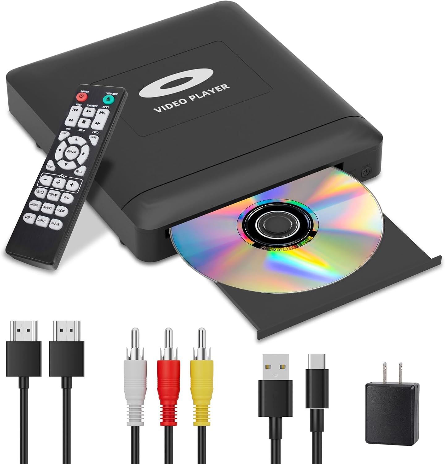 Mini HD DVD Player mit HDMI,1080P für Smart TV, HDMI/RCA