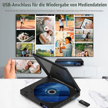 Mini-DVD-Player für TV, DVD-Player USB,1080P HD Upscaling,HDMI, RCA & AUX