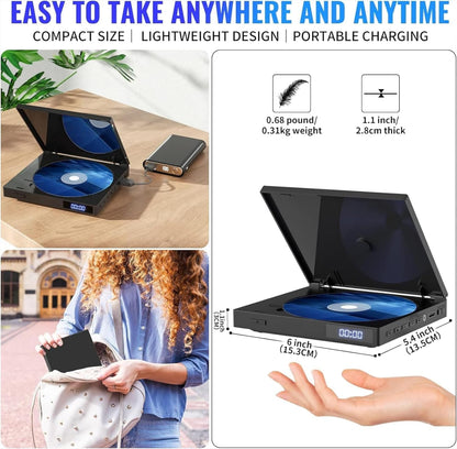 Mini-DVD-Player für TV, DVD-Player USB,1080P HD Upscaling,HDMI, RCA & AUX