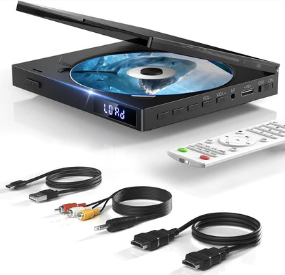Mini-DVD-Player für TV, DVD-Player USB,1080P HD Upscaling,HDMI, RCA & AUX
