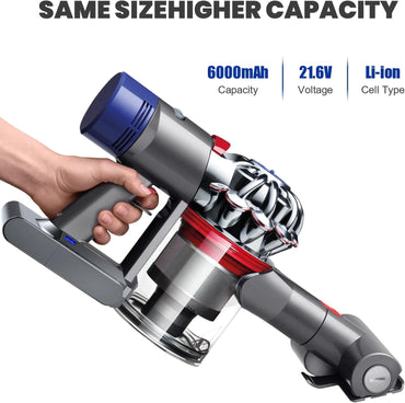 V8 Akku 6000mAh, 21.6V 6000mAh Ersatzakku für Dyson V8