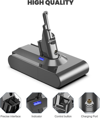V8 Akku 6000mAh, 21.6V 6000mAh Ersatzakku für Dyson V8