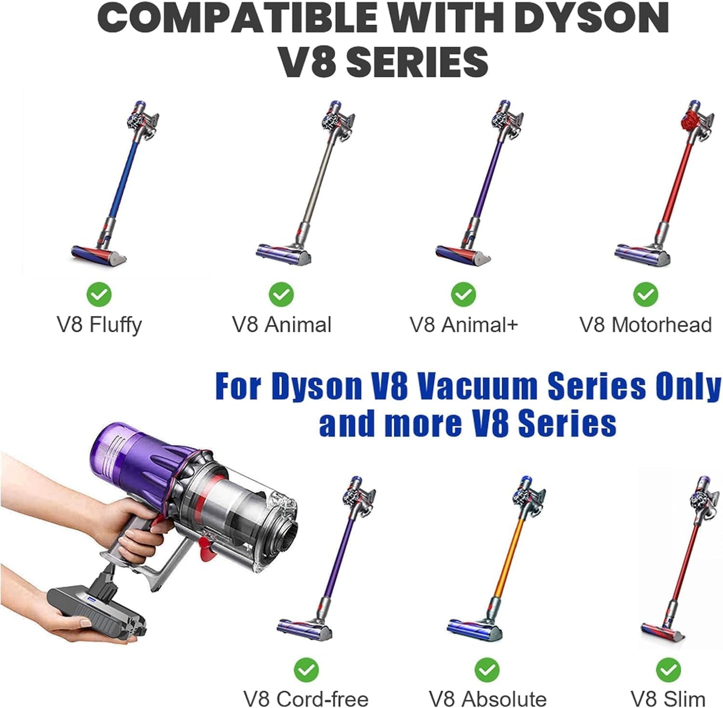 V8 Akku 6000mAh, 21.6V 6000mAh Ersatzakku für Dyson V8